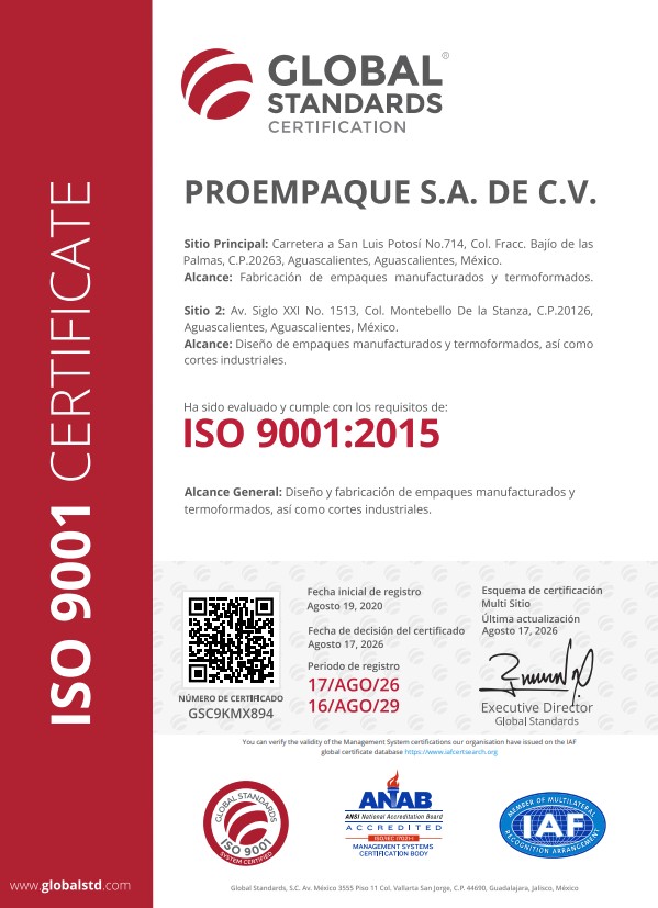 Certificado ISO 9001:2015